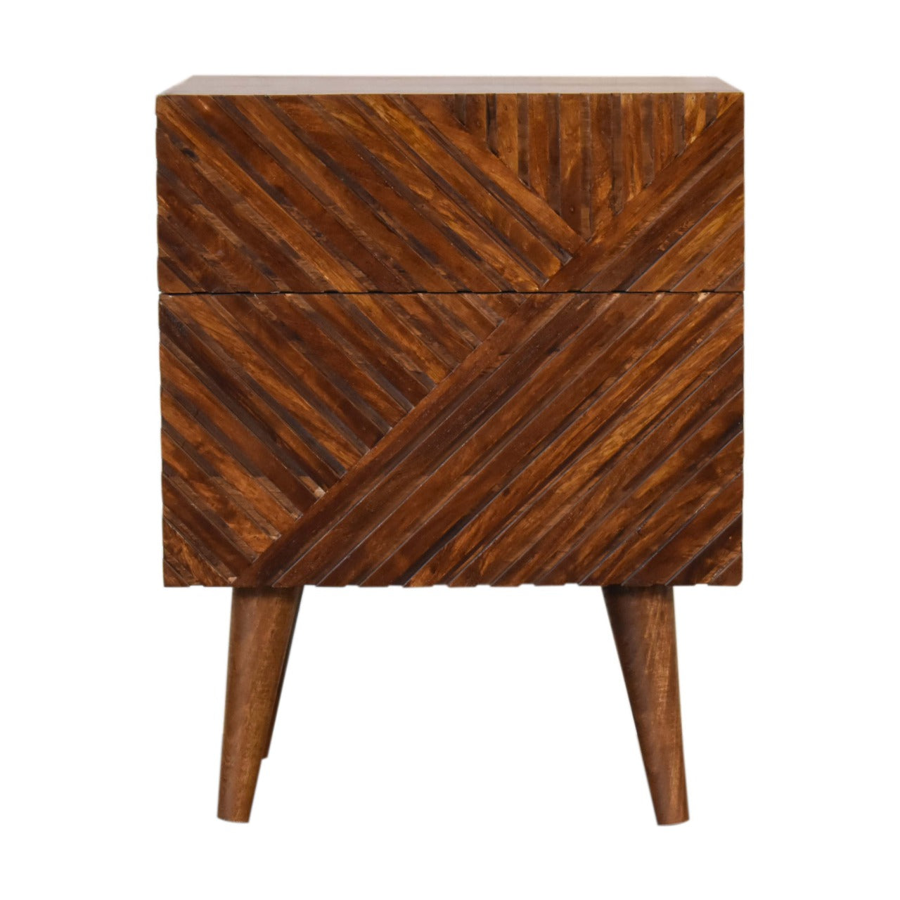 Lille 2 Drawer Solid Mango Wood Bedside Table Chestnut