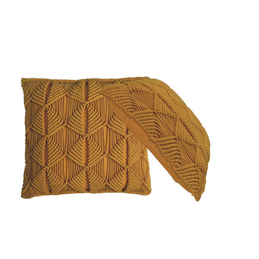 Esmi Woven Mustard Cushion Cover Set of 2 Cotton