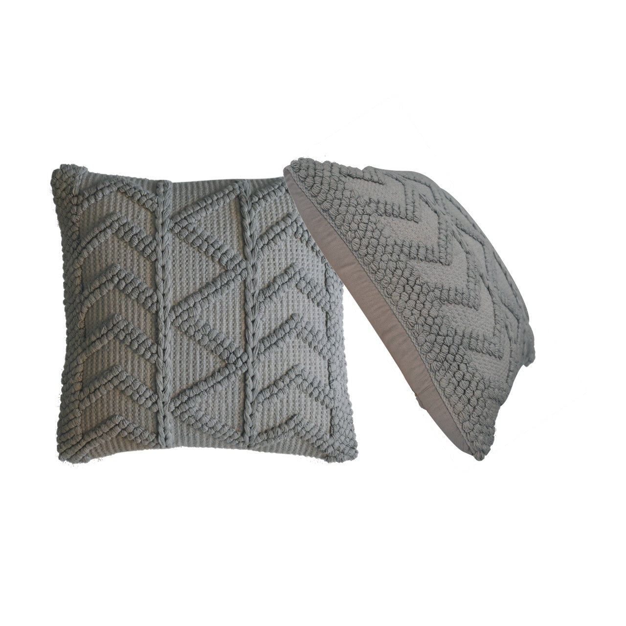 Alda Woven Grey Cushion Cover Set of 2 Cotton