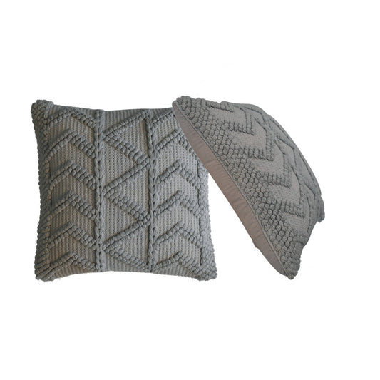 Alda Woven Grey Cushion Cover Set of 2 Cotton