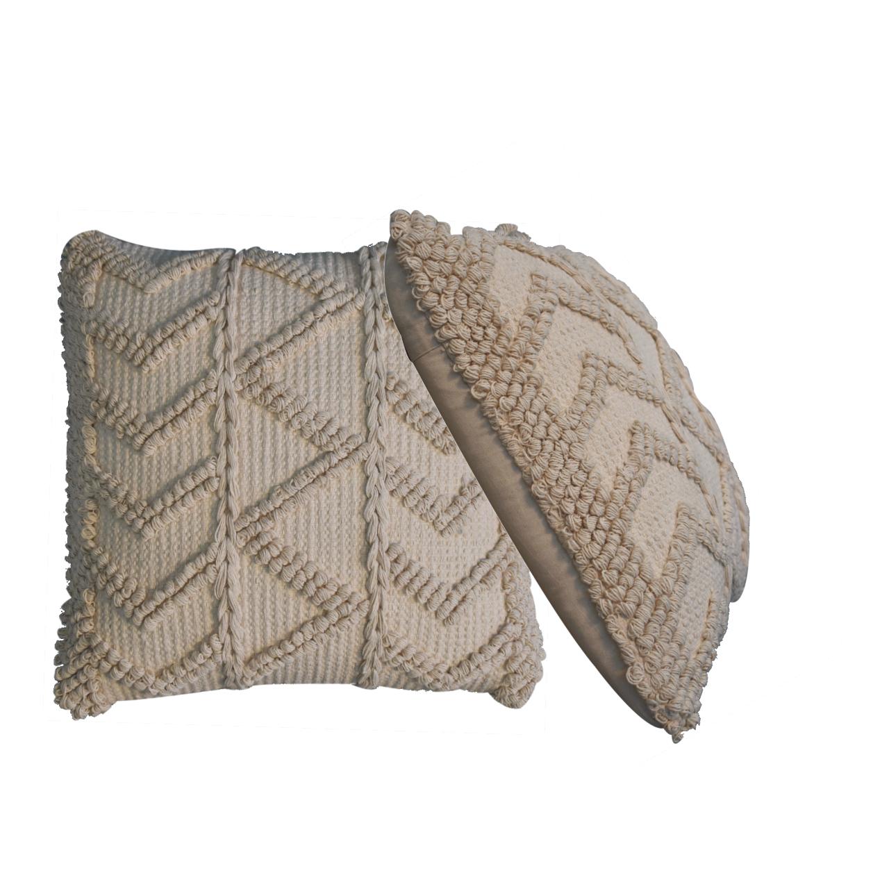 Alda Woven Cream Cushion Cover Set of 2 Cotton