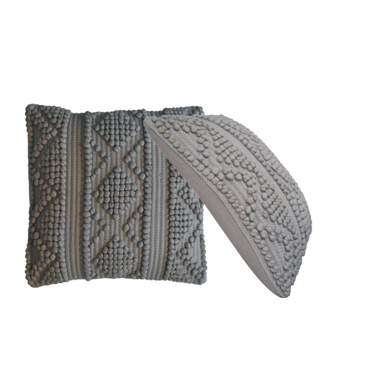 Nola Woven Grey Cushion Cover Set of 2 Cotton