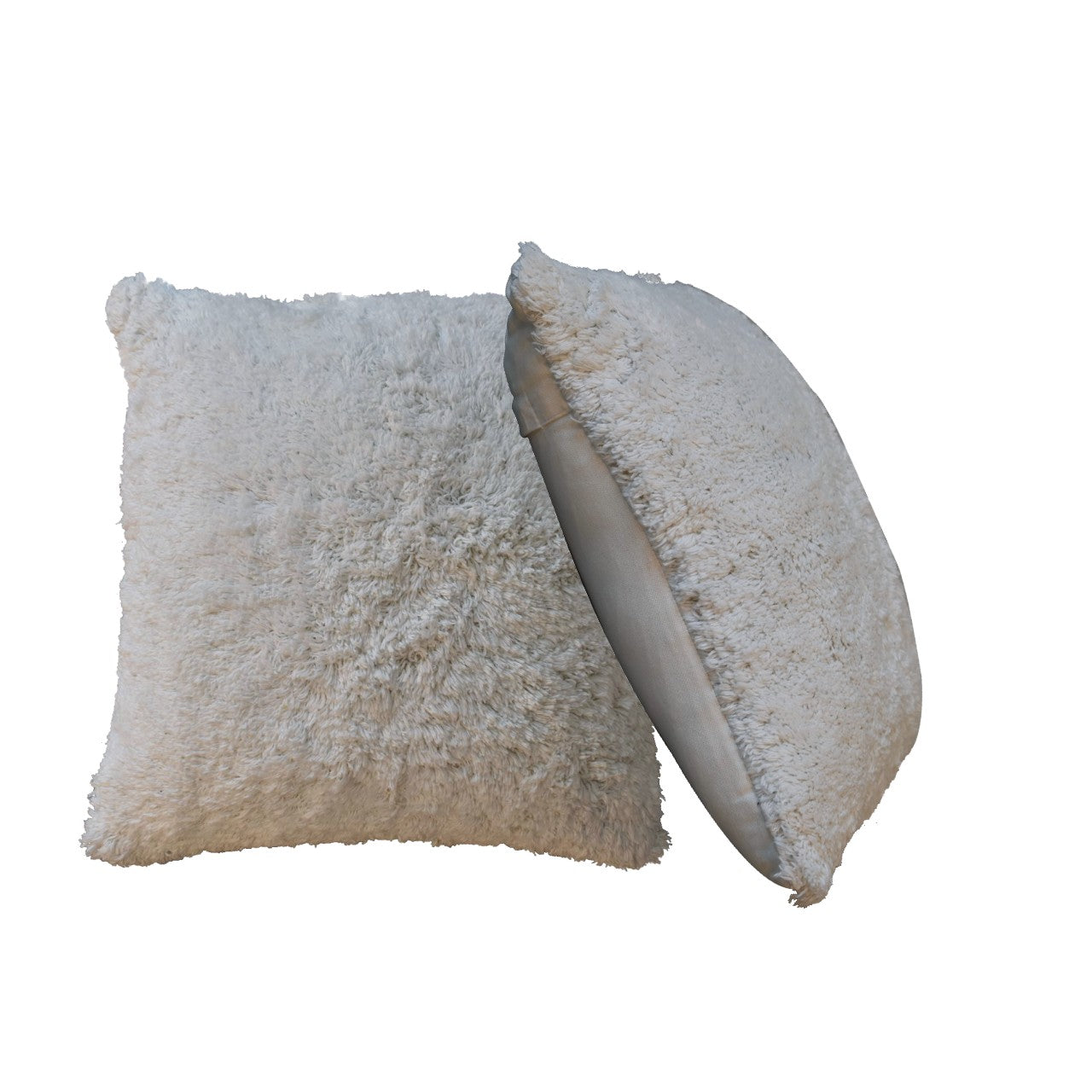 Fluffy Plush Cream Cushion Cover Set of 2 Soft Touch