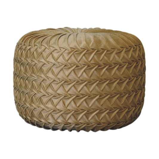 Ochre Yellow Knitted Hart Pouffe Ottoman Solid Footed Base