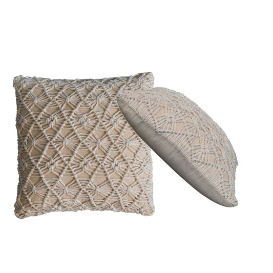 Maura Natural White Woven Cushion Cover Set of 2