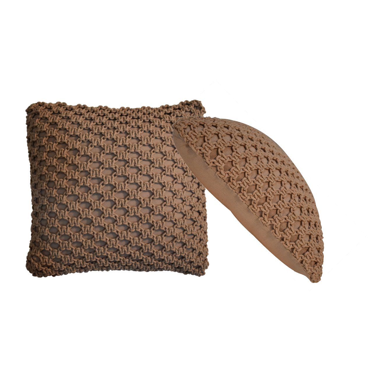 Myra Woven Coffee Brown Cushion Cover Set of 2 Natural Cotton