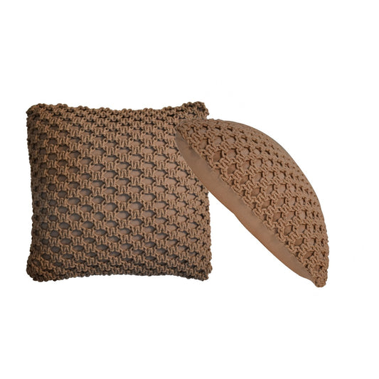 Myra Woven Coffee Brown Cushion Cover Set of 2 Natural Cotton