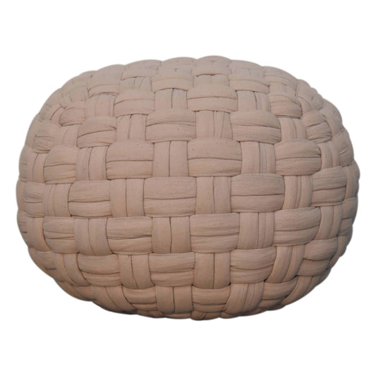 Cream Cylindrical Tube Pouffe Footstool Fabric Extra Seating