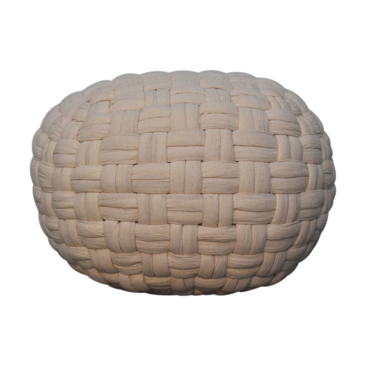 White Cylindrical Tube Pouffe Footstool Fabric Extra Seating