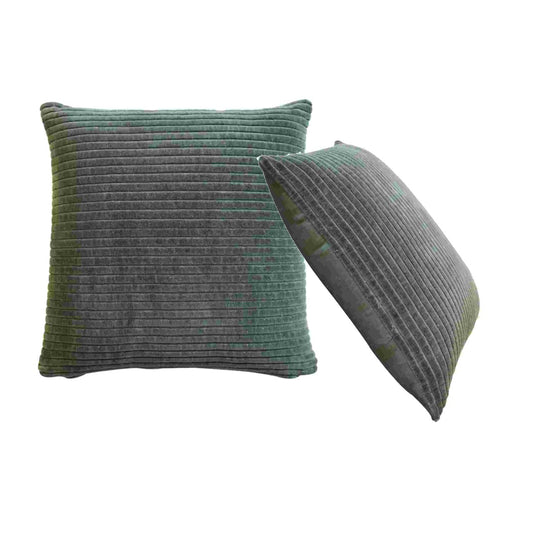 Ribbed Textured Green Cushion Cover Set of 2 Fabric