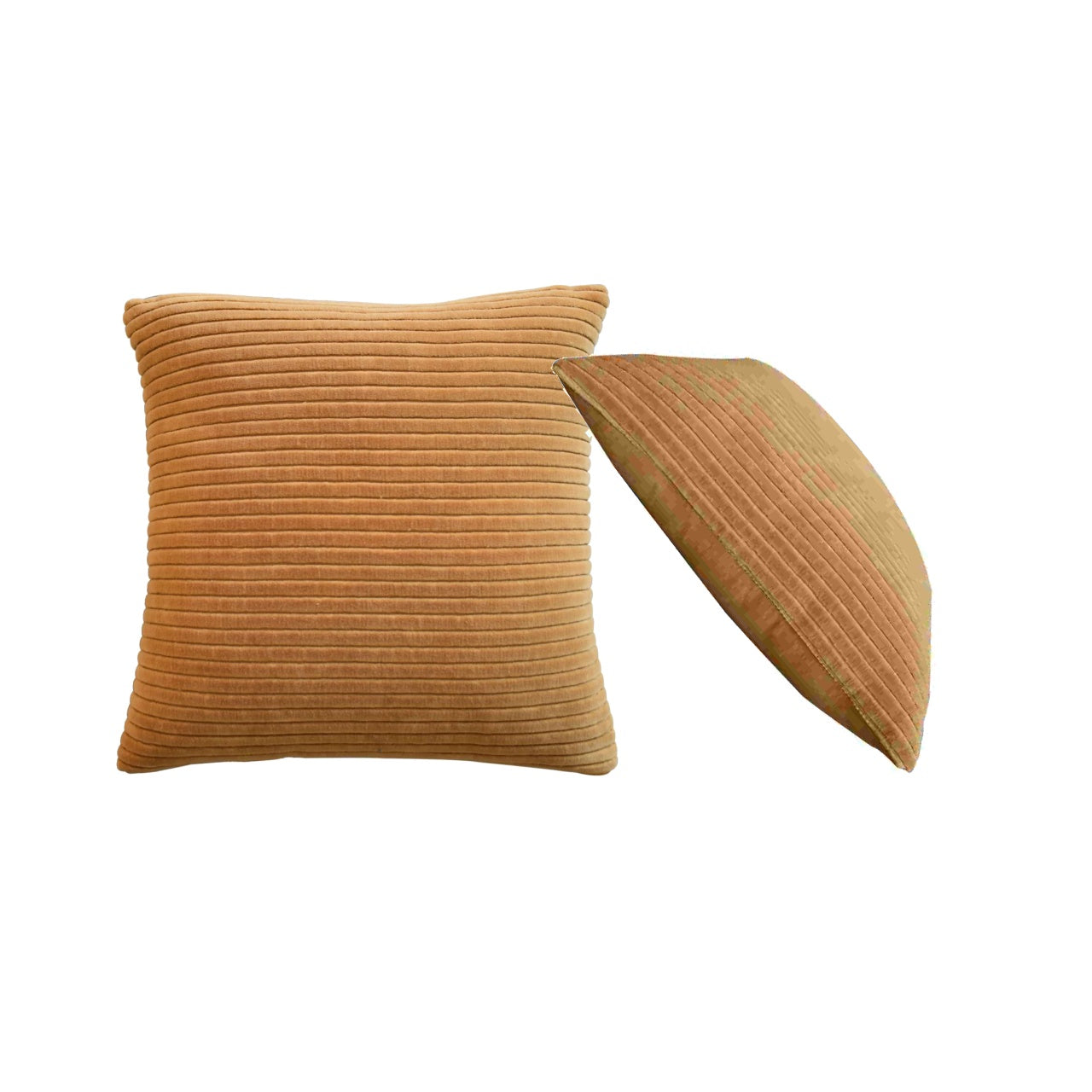 Ribbed Textured Mustard Cushion Cover Set of 2 Fabric