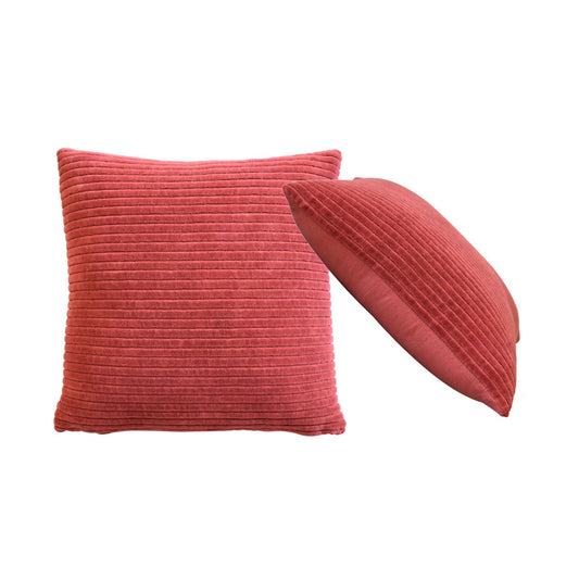 Ribbed Textured Red Cushion Cover Set of 2 Fabric