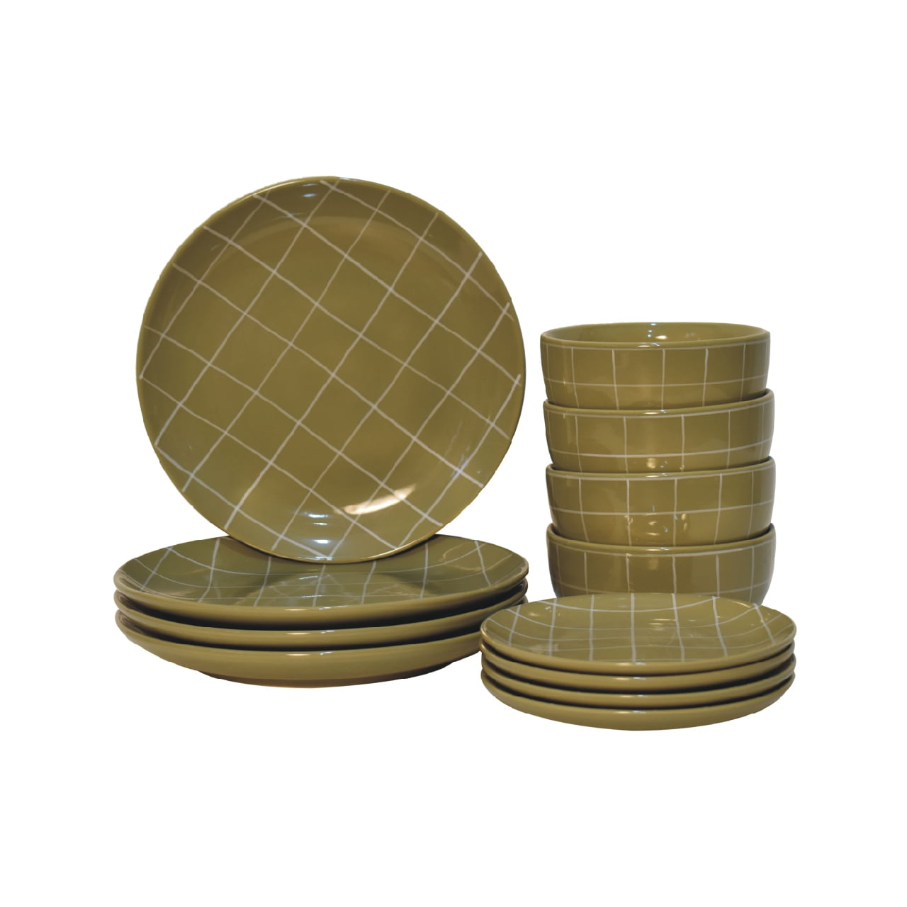 Dahlia Handcrafted Patterned Wooden Plate Dining Set
