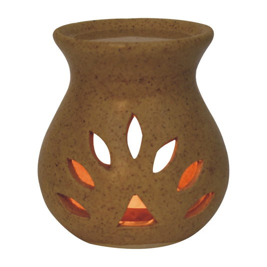 Cutout Beige Ceramic Oil Burner Tea Light Holder