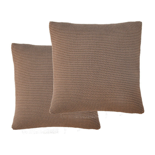Warm Brown Cotton Cushion Cover Set of 2 Natural Fabric