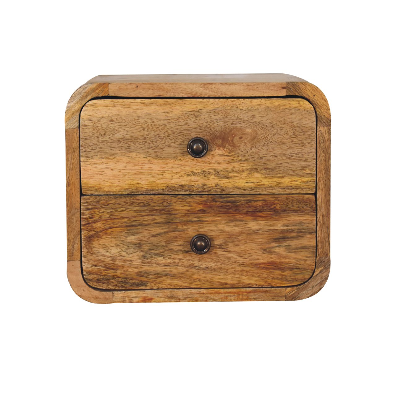 Compact Floating Curved Wall Mounted Bedside Shelf Oak
