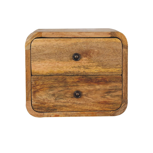 Compact Floating Curved Wall Mounted Bedside Shelf Oak