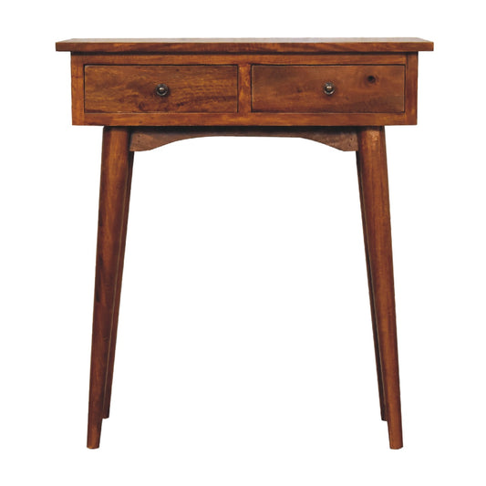 Compact Narrow Chestnut Solid Mango Wood Console Table Hallway