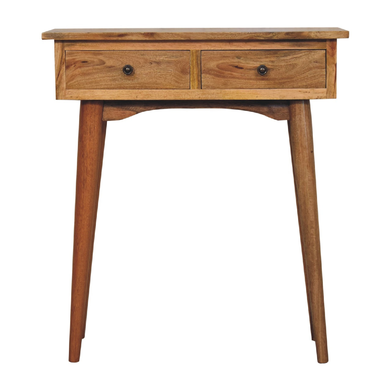 Compact Narrow Oak Solid Mango Wood Console Table Hallway