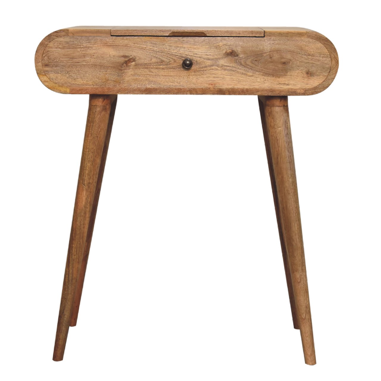 Compact Round Vanity Dressing Table Solid Mango Wood Oak