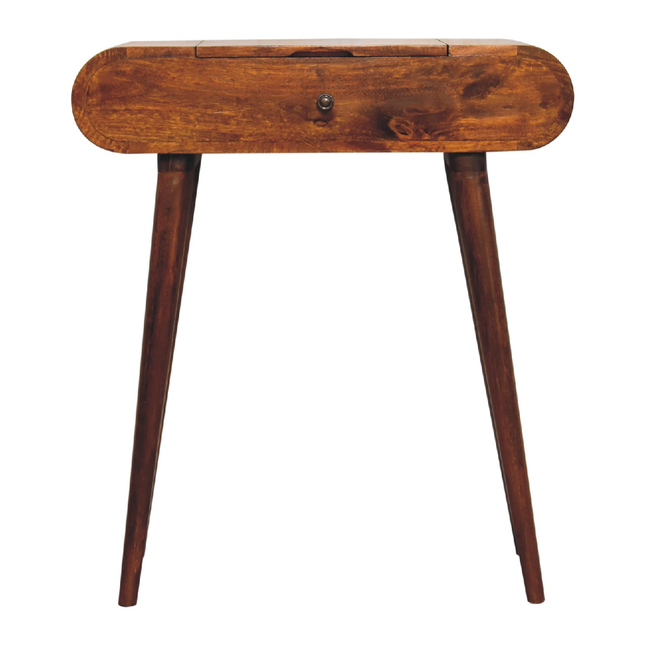 Compact Folding Mirror Vanity Dressing Table Solid Mango Chestnut