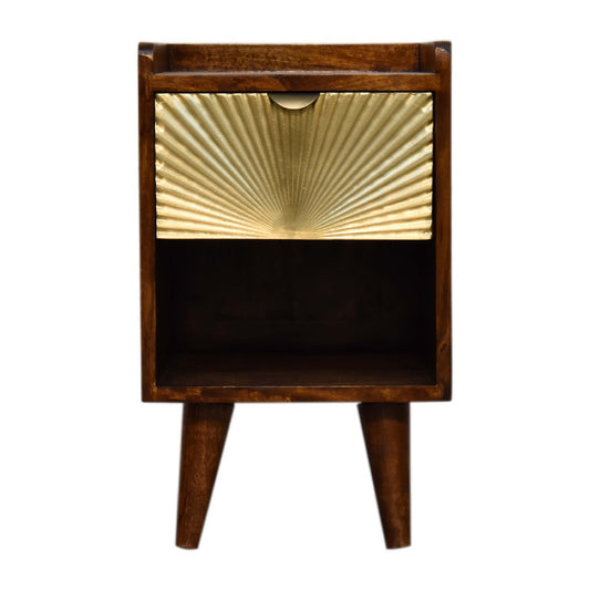 Compact Manila Gold Hardware Single Drawer Solid Mango Wood Bedside