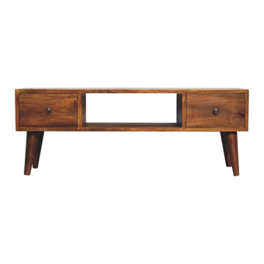 Classic Solid Mango Wood Coffee Table Chestnut Finish