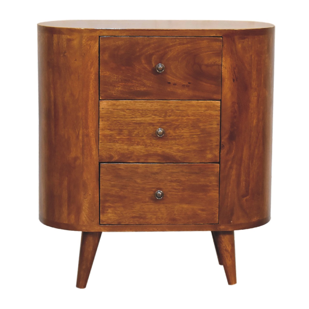 Compact Chestnut Mango Wood 2 Shelf Storage Cabinet Bedroom