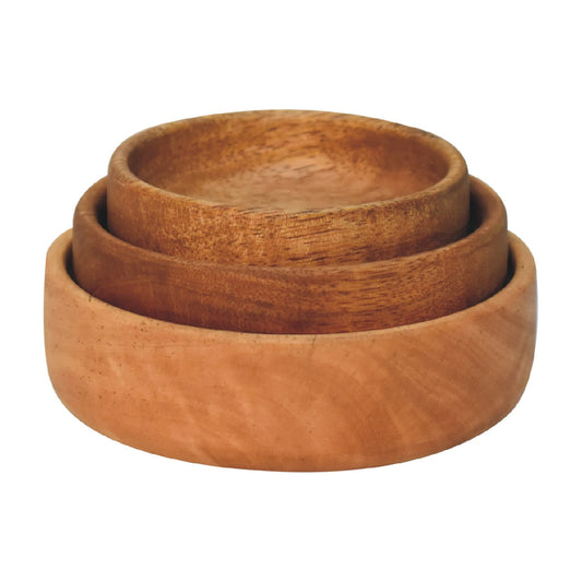 Handcrafted Solid Wood Graduating Fruit Bowl Set of 3