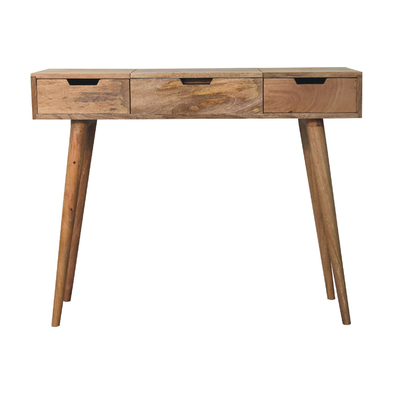 Round Topped Mango Wood Dressing Table with 2 Drawers Oak