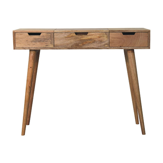 Round Topped Mango Wood Dressing Table with 2 Drawers Oak