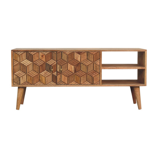 Wide Cubana TV Media Unit Solid Mango Wood Natural Oak