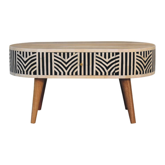 Bone Inlay Solid Mango Wood Coffee Table Natural Finish