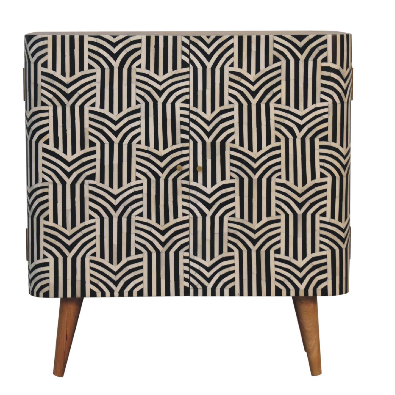 Bone Inlay Storage Cabinet Solid Mango Wood Natural