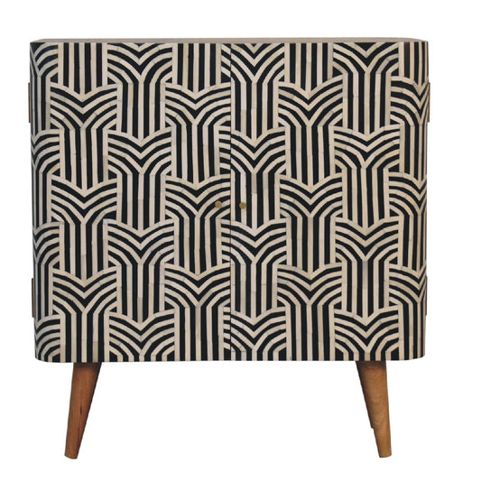 Bone Inlay Storage Cabinet Solid Mango Wood Natural