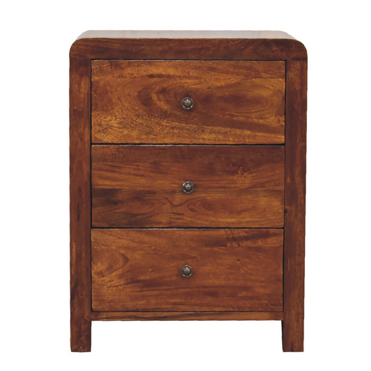 Aspen 3 Drawer Solid Mango Wood Bedside Table Natural Oak