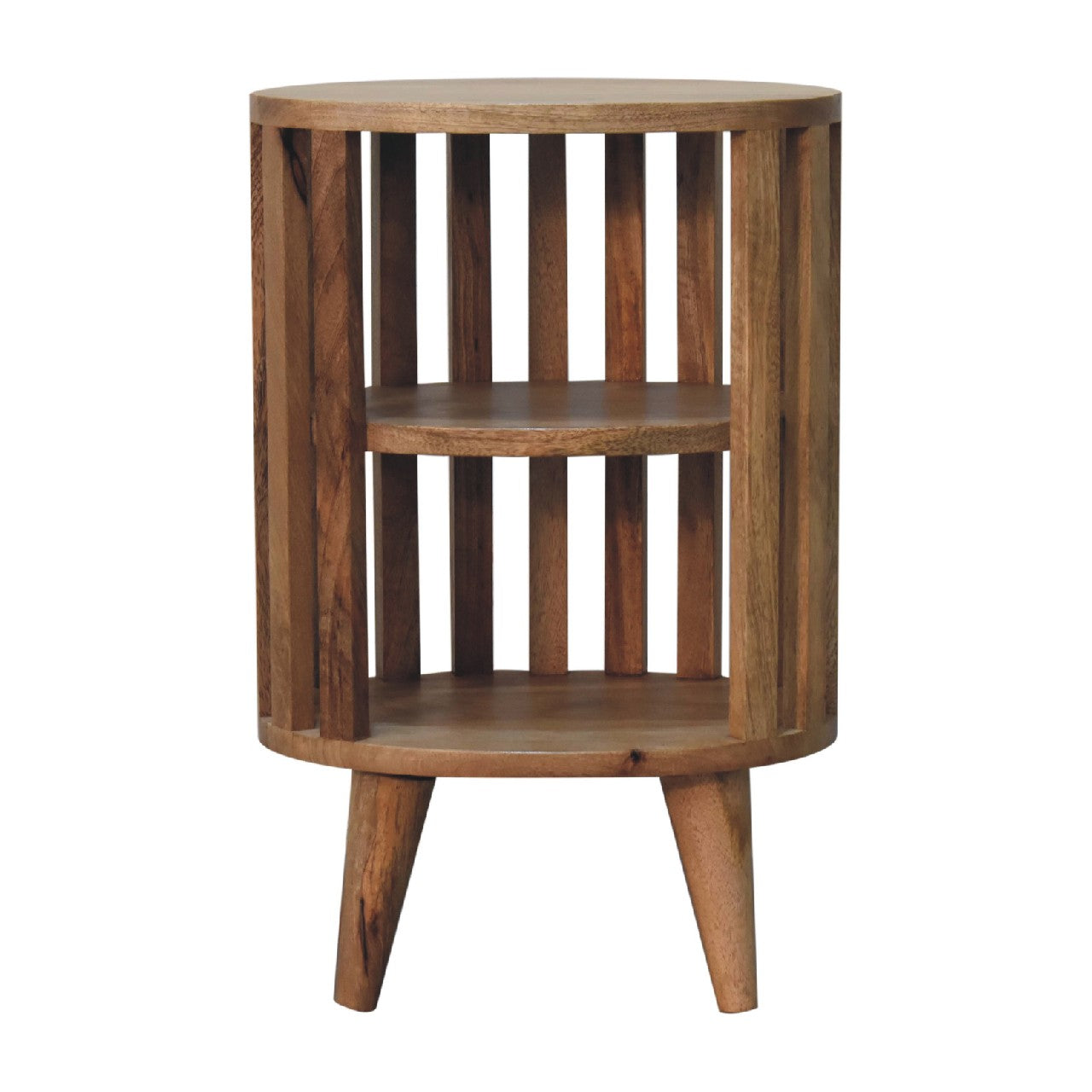 Ariella Twin Open Shelf Solid Mango Wood Bedside Table Natural
