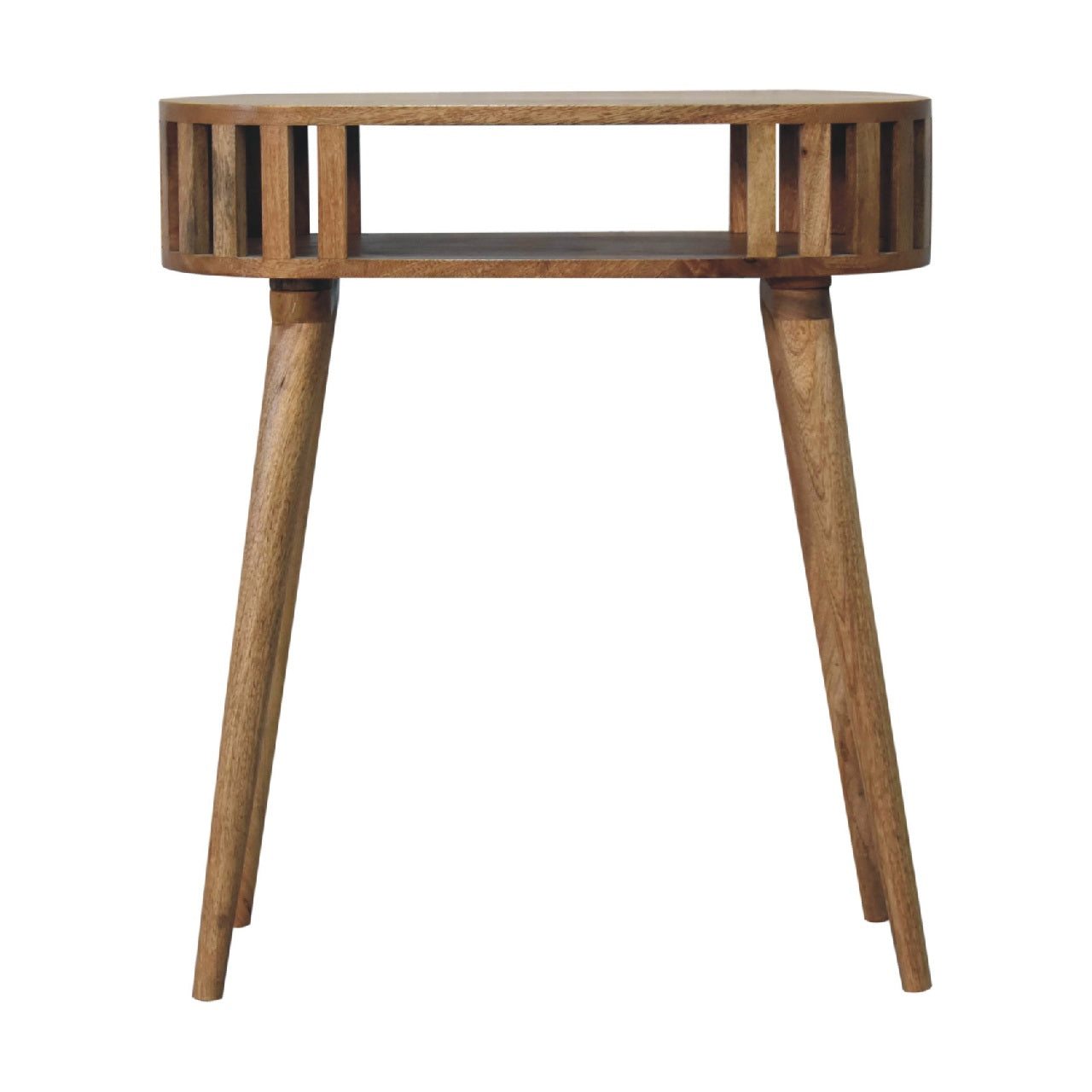 Ariella Solid Mango Wood Hallway Console Table Oak Finish
