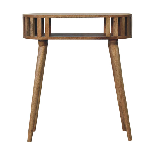Ariella Solid Mango Wood Hallway Console Table Oak Finish