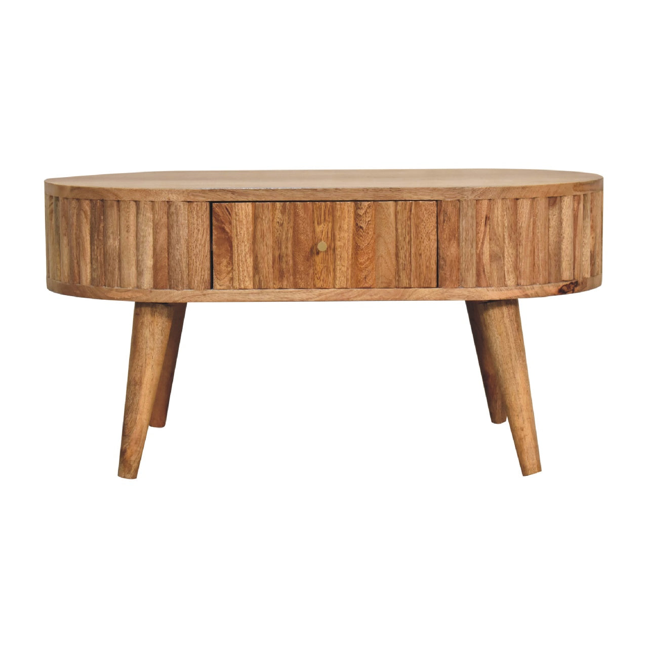 Striped Top Solid Mango Wood Coffee Table Natural Oak