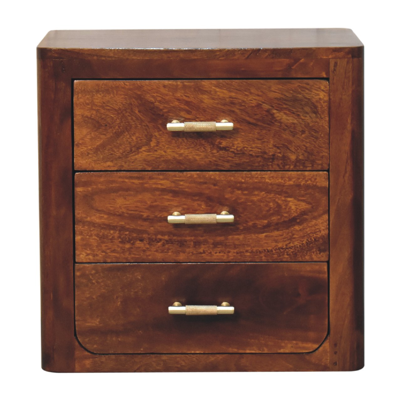 Luca Open Shelf Solid Mango Wood Bedside Table Natural Oak