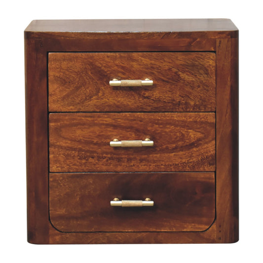 Luca Open Shelf Solid Mango Wood Bedside Table Natural Oak