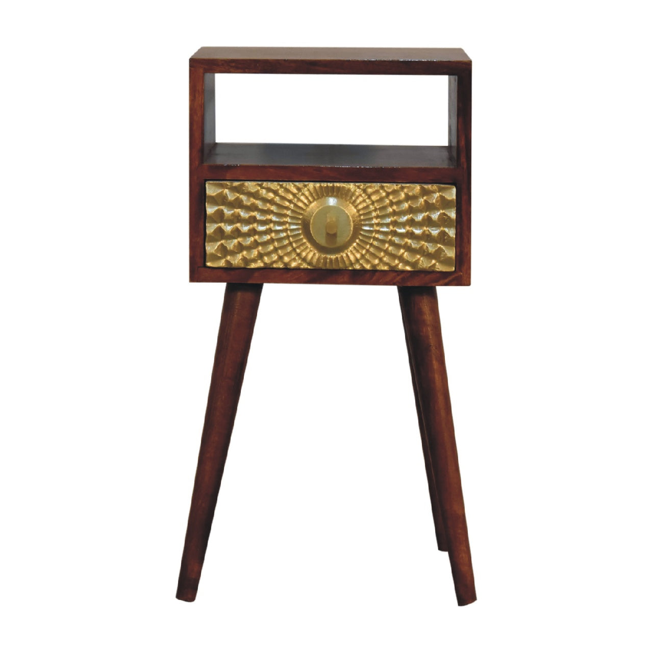 Eden Compact Open Shelf Solid Mango Wood Bedside Table Natural