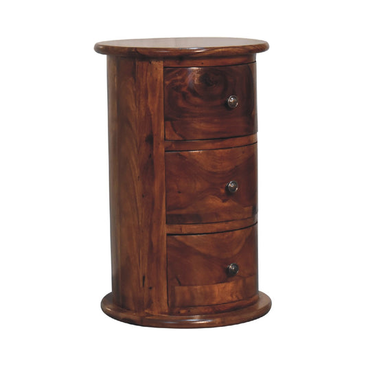Sheesham Mango Wood 3 Drawer Drum Chest Chestnut