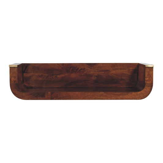 Indira Floating Chestnut Console Wall Shelf Solid Mango Wood