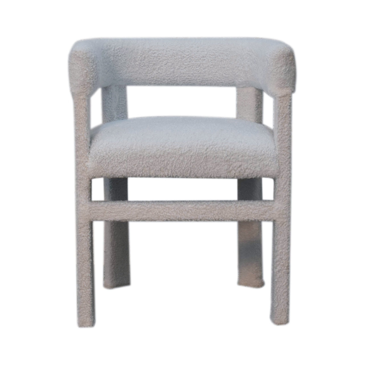 White Boucle Occasional Chair Solid Frame Bedroom Living Room