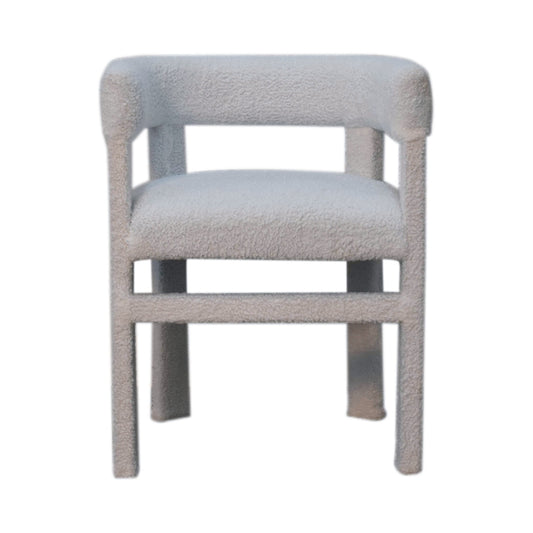 White Boucle Occasional Chair Solid Frame Bedroom Living Room