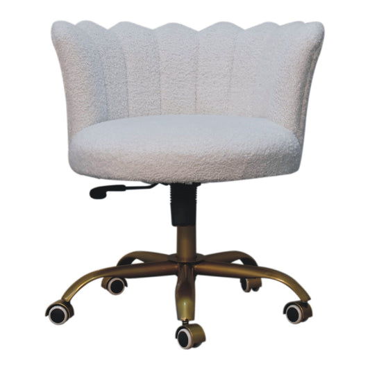 White Boucle 360 Swivel Accent Chair Living Room Natural