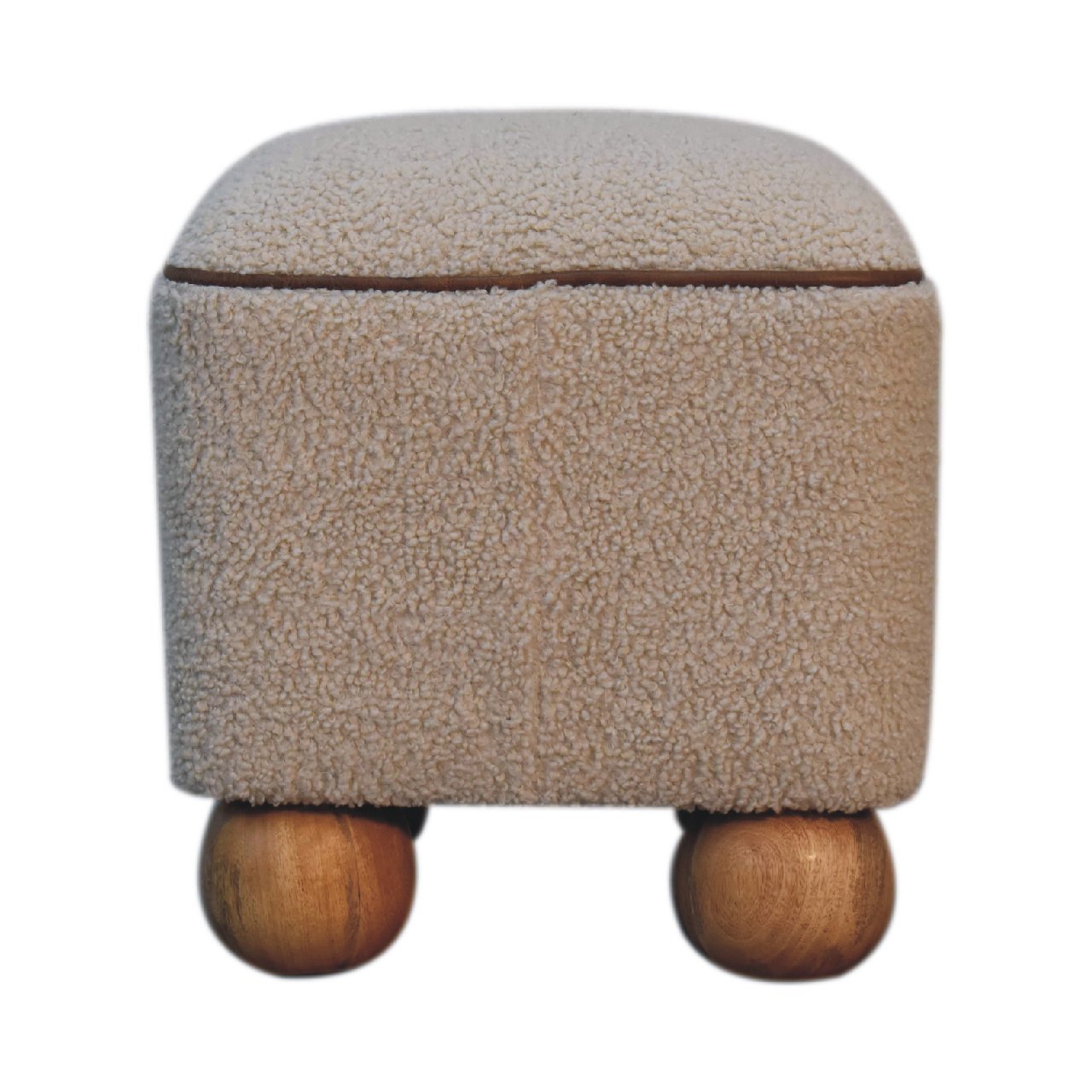 Ball Feet Upholstered Serenity Footstool Natural Solid Wood