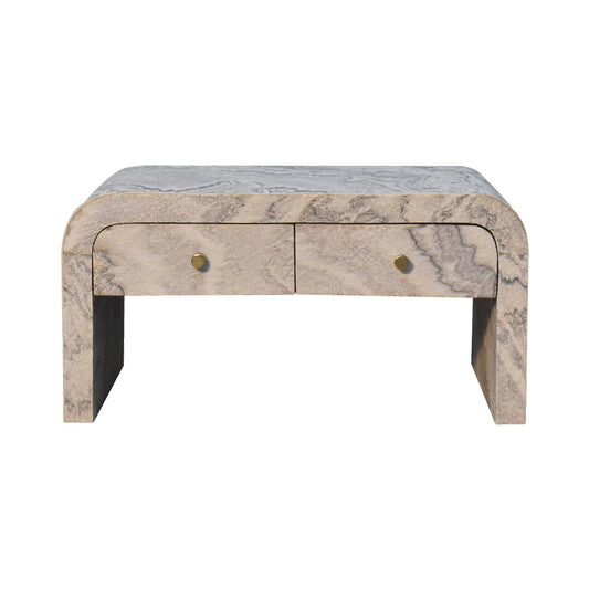 Nouveau Marble Top Solid Mango Wood Coffee Table Natural